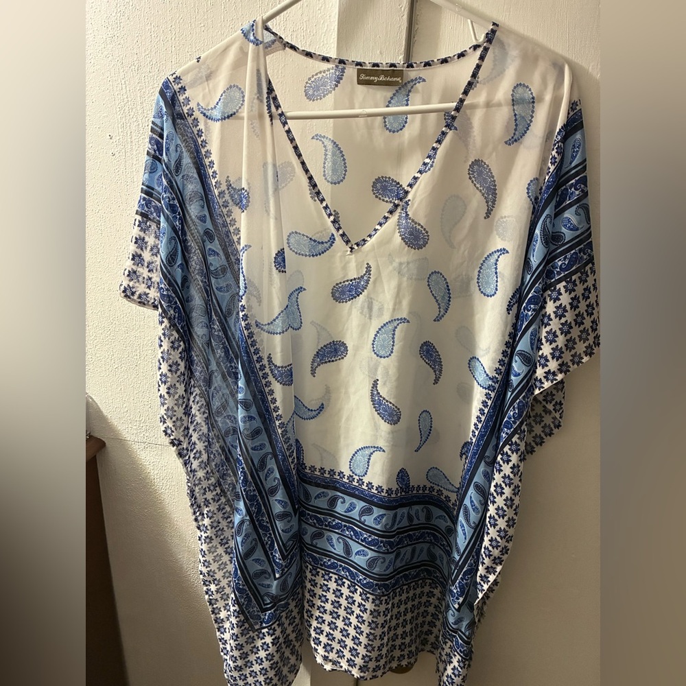 Tommy Bahama Blue and White Paisley Tunic